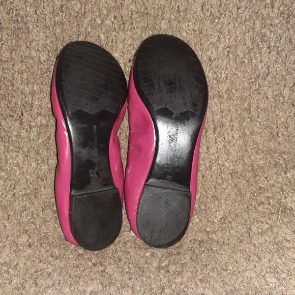PRETTY BALLERINAS-SHIRLEY-Ballet Flats-Fuchsia w/Black Cap Toe Patent-Sz 38-EX - Picture 7 of 7